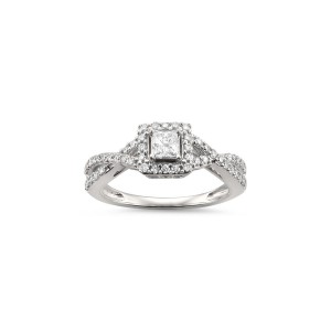 Jewelry White Gold 1/2ct TDW Princess-cut White Diamond Halo Engagement Ring - Handcrafted By Name My Rings™