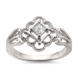 Jewelry White Gold 1/5ct TDW Princess-cut Antique-Style Engagement Ring - Handcrafted By Name My Rings™