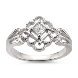 Jewelry White Gold 1/5ct TDW Princess-cut Antique-Style Engagement Ring - Handcrafted By Name My Rings™