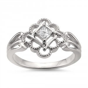 Jewelry White Gold 1/5ct TDW Princess-cut Antique-Style Engagement Ring - Handcrafted By Name My Rings™