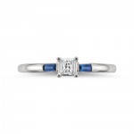 Jewelry White Gold 1/5ct TDW Princess-cut White Diamond and Sapphire Engagement Ring - Handcrafted By Name My Rings™