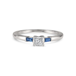 Jewelry White Gold 1/5ct TDW Princess-cut White Diamond and Sapphire Engagement Ring - Handcrafted By Name My Rings™
