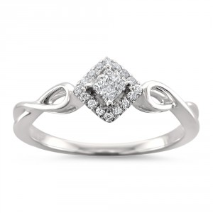 Jewelry White Gold 1/7ct TDW Princess-cut White Diamond Composite Ring - Handcrafted By Name My Rings™