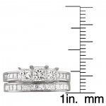 Jewelry White Gold 2ct TDW Certified Princess-cut Diamond Engagement and Wedding Ring Bridal Set - Handcrafted By Name My Rings™