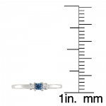 Jewelry White Gold Blue Sapphire and White Diamond 3-Stone Engagement Ring - Handcrafted By Name My Rings™