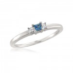 Jewelry White Gold Blue Sapphire and White Diamond 3-Stone Engagement Ring - Handcrafted By Name My Rings™