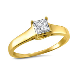 Jewelry Gold 1/2ct TDW Princess-cut Solitaire Engagement Ring - Handcrafted By Name My Rings™