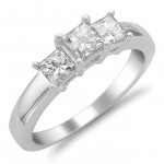 Platinum 1ct TDW Princess-cut Diamond 3-stone Ring - Handcrafted By Name My Rings™
