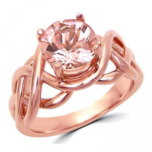1 3/5 TGW Round Morganite Solitaire Engagement Ring Rose Gold - Handcrafted By Name My Rings™