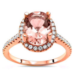 1 5/6 TGW Oval Cut Morganite Diamond Engagement Ring Rose Gold - Handcrafted By Name My Rings™