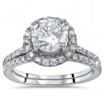 1 5/6ct TGW Round Moissanite Diamond Engagement Ring Bridal Set White Gold - Handcrafted By Name My Rings™