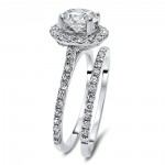 1 5/6ct TGW Round Moissanite Diamond Engagement Ring Bridal Set White Gold - Handcrafted By Name My Rings™