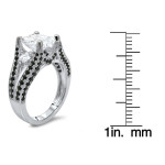 14-karat White Gold Moissanite Black Diamond Three Stone Engagement Ring - Handcrafted By Name My Rings™