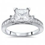 Gold 2 1/4ct Princess Cut Diamond Enhanced Three Stone Engagement Ring Set - Handcrafted By Name My Rings™