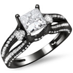 Black Gold 1 1/2ct TDW Enhanced Princess Cut Diamond Ring - Handcrafted By Name My Rings™