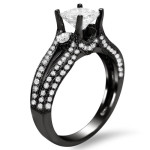 Black Gold 1 1/2ct TDW Enhanced Princess Cut Diamond Ring - Handcrafted By Name My Rings™