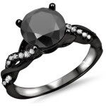 Black Gold 1 1/3ct Black Round-cut Diamond Engagement Ring - Handcrafted By Name My Rings™