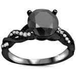 Black Gold 1 1/3ct Black Round-cut Diamond Engagement Ring - Handcrafted By Name My Rings™