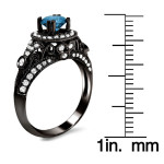 Black Gold 1 2/5ct TDW Round-cut Blue/ White Diamond Vintage Style Ring - Handcrafted By Name My Rings™