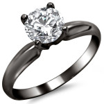 Black Gold 1/2ct TDW Round Solitaire Diamond Engagement Ring - Handcrafted By Name My Rings™
