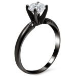 Black Gold 1/2ct TDW Round Solitaire Diamond Engagement Ring - Handcrafted By Name My Rings™