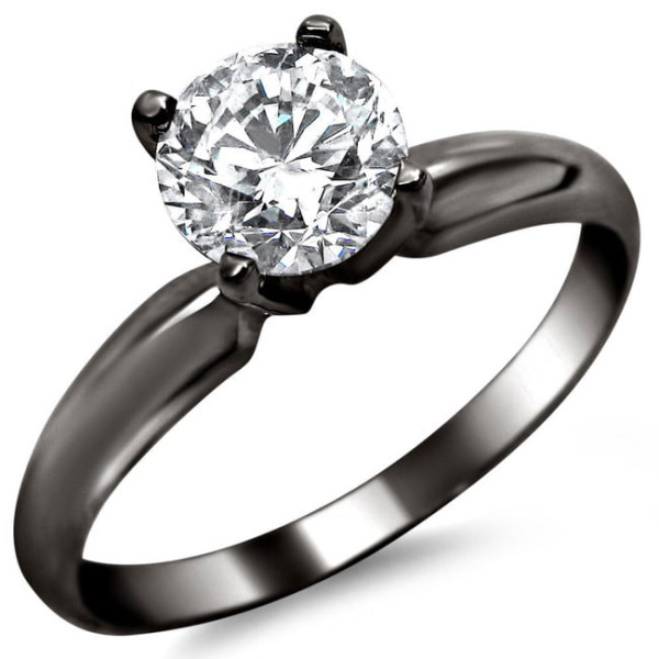 Black Gold 1/2ct TDW Round Solitaire Diamond Engagement Ring - Handcrafted By Name My Rings™