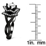 Black Gold 1ct Round Diamond Lotus Flower Engagement Ring - Handcrafted By Name My Rings™