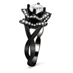 Black Gold 1ct Round Diamond Lotus Flower Engagement Ring - Handcrafted By Name My Rings™