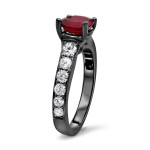 Black Gold 1ct TGW Round Ruby and 1/2ct TDW Diamond Engagement Ring - Handcrafted By Name My Rings™