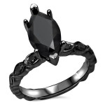 Black Gold 2 1/10ct TDW Marquise Black Diamond Art Deco Ring - Handcrafted By Name My Rings™