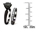 Black Gold 2 1/2ct Six Prong Black Round Diamond Bridal Set - Handcrafted By Name My Rings™