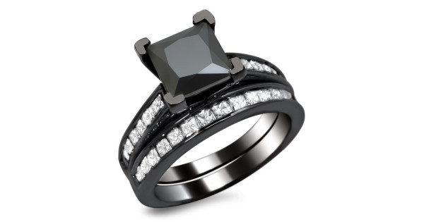 Black Gold 1/2ct TDW Princess-cut Black Diamond Engagement Ring