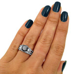 Black Gold 2 1/4ct Black and White Round Diamond Bridal Ring Set - Handcrafted By Name My Rings™