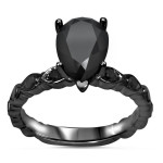 Black Gold 2 1/5ct TDW Pear Black Diamond Art Deco Ring - Handcrafted By Name My Rings™