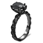 Black Gold 2 1/5ct TDW Pear Black Diamond Art Deco Ring - Handcrafted By Name My Rings™