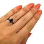 Black Gold 2 1/5ct TDW Pear Black Diamond Art Deco Ring - Handcrafted By Name My Rings™