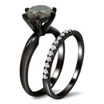 Black Gold 2 3/4ct TDW Black and White Diamond Engagement Ring Bridal Set - Handcrafted By Name My Rings™