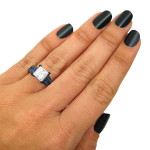 Black Gold 2-4/5-carat TGW Princess Moissanite Blue Sapphire Black Diamond Engagement Ring - Handcrafted By Name My Rings™
