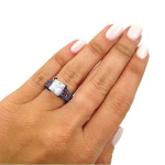 Black Gold 2 4/5-carat TGW Princess Moissanite Pink Sapphire Black Diamond Engagement Ring - Handcrafted By Name My Rings™
