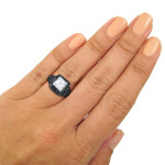 Black Gold 2/5ct TDW Black Diamond and Moissanite Engagement Ring Set - Handcrafted By Name My Rings™