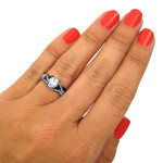 Black Gold 2/5ct TDW Diamond and Round-cut White Sapphire Engagement Ring Set - Handcrafted By Name My Rings™