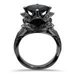 Black Gold 3 1/10ct TDW Black Princess-cut Diamond Lotus Flower Engagement Set - Handcrafted By Name My Rings™