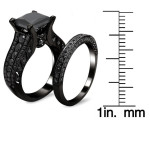 Black Gold 3 7/8ct TDW Princess-cut Black Diamond Bridal Set - Handcrafted By Name My Rings™