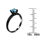 Black Gold 3/4ct TDW Blue Solitaire Diamond Ring - Handcrafted By Name My Rings™