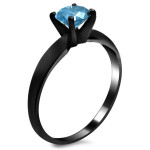 Black Gold 3/4ct TDW Blue Solitaire Diamond Ring - Handcrafted By Name My Rings™