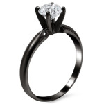 Black Gold 3/4ct TDW Round Solitaire Diamond Engagement Ring - Handcrafted By Name My Rings™