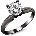 Black Gold 3/4ct TDW Round Solitaire Diamond Engagement Ring - Handcrafted By Name My Rings™