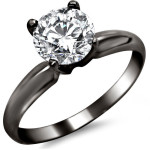 Black Gold 3/4ct TDW Round Solitaire Diamond Engagement Ring - Handcrafted By Name My Rings™