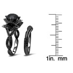 Black Gold 3ct TDW Round Black Diamond Lotus Flower Engagement Ring - Handcrafted By Name My Rings™