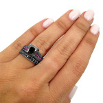 Black Gold 4 2/5ct TDW Black Diamond Pink Sapphire Engagement Ring Set - Handcrafted By Name My Rings™